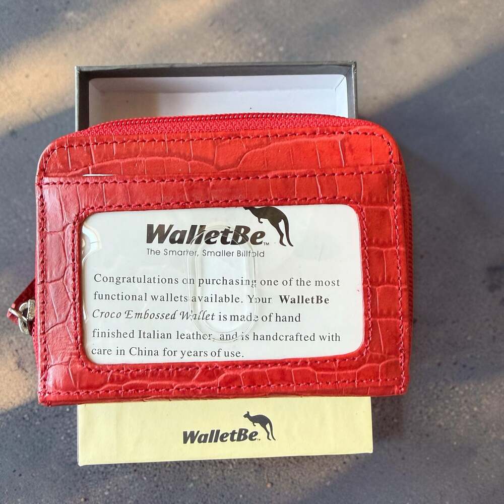 WalletBe Croco Embossed Leather Accordion Wallet